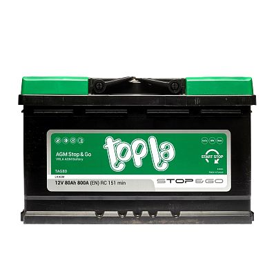 Автомобильный аккумулятор TOPLA  AGM Stop&Go 80.0 Ah+R 114080 TAG80 L4